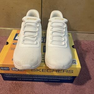 Skechers Women’s White Mesh Slip-On Sneakers